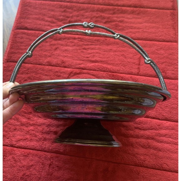 Antique Bridal Brides Basket Meriden #1620 Victorian Era, Eternal Knot Handle - Picture 3 of 8